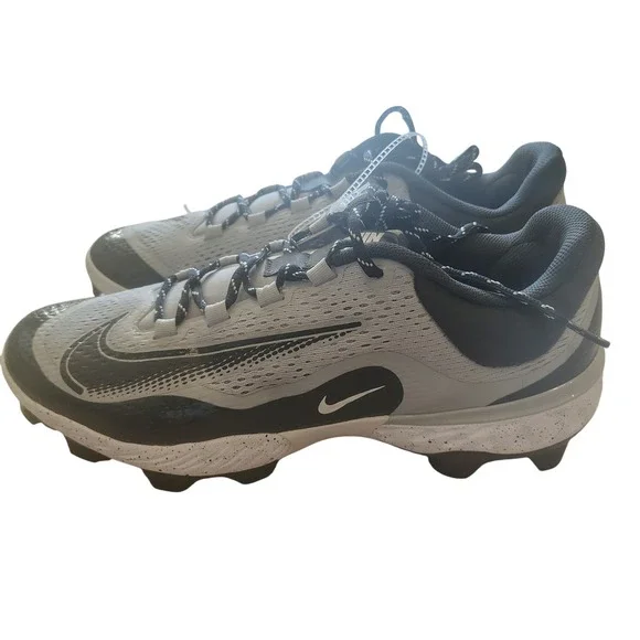 Nike Alpha Huarache Elite 4 Low Baseball Cleats Grey Black Mens 15 FD6221-002